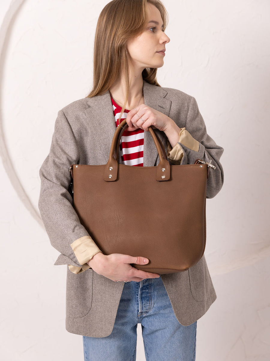 MIGLE Leather Tote Bag - Casual, Handcrafted with Secret Pocket by TOKS VISOKS at www.brixbailey.com