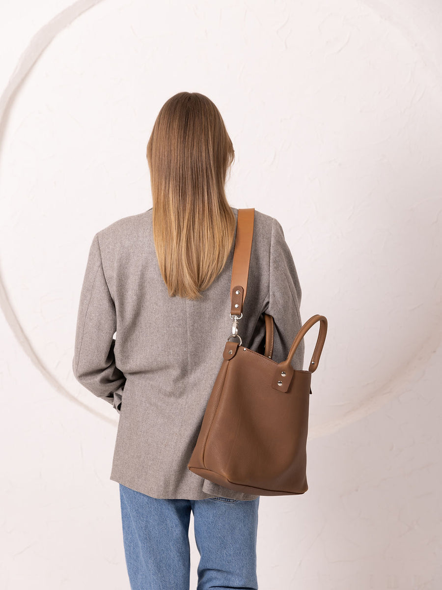 MIGLE Leather Tote Bag – Classic Design with Secret Pocket by TOKS VISOKS at www.brixbailey.com