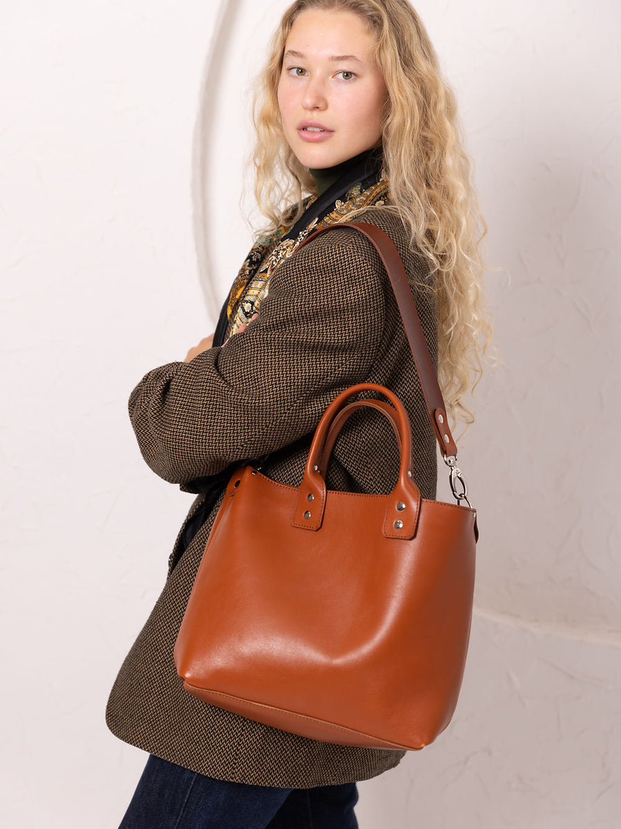 MIGLE Leather Tote Bag – Handmade Elegance & Timeless Style by TOKS VISOKS at www.brixbailey.com