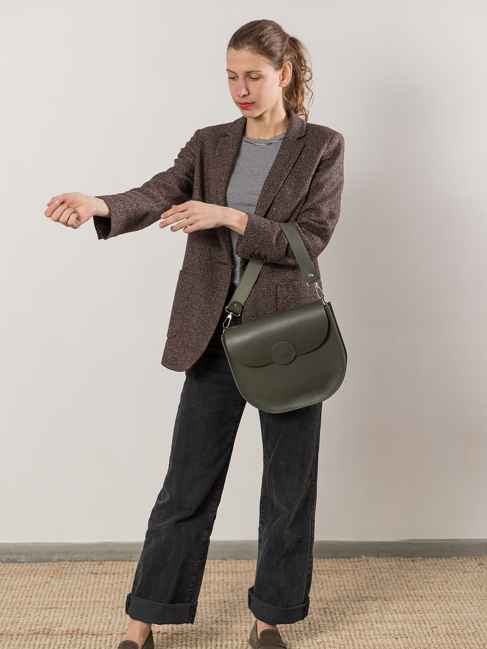 Faded Green Fiona Bag – Handmade with Secret Phone Pocket by TOKS VISOKS at www.brixbailey.com