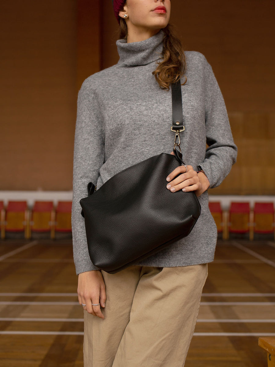 ROBIN Black Leather Everyday Bag – Hand-Made & Versatile by TOKS VISOKS at www.brixbailey.com