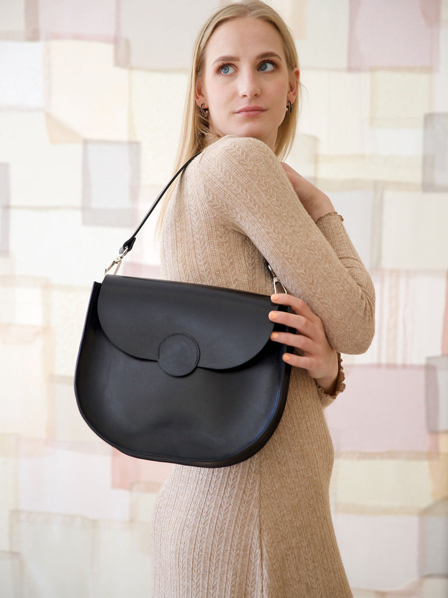 FIONA Black Bag – Handmade in Lithuania with Secret Pocket by TOKS VISOKS at www.brixbailey.com