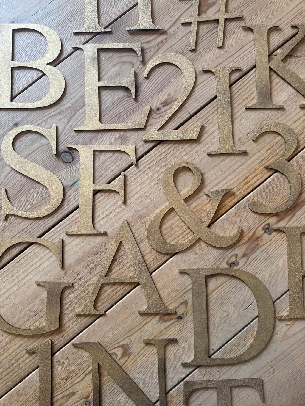 Distressed Gold 5" or 12" Classic Metal Letters, A-Z, 0-9