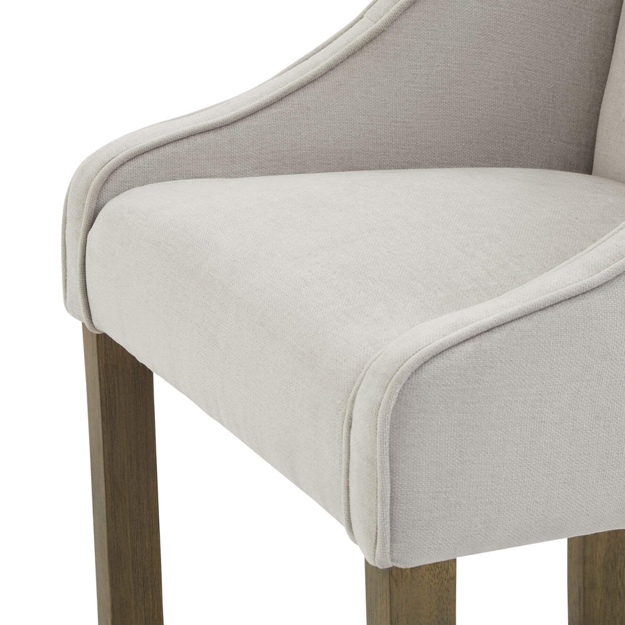 Epsom grey barstool with rubberwood frame and luxury upholstery, elegant piping, modern home decor by Sostter at brixbailey.com