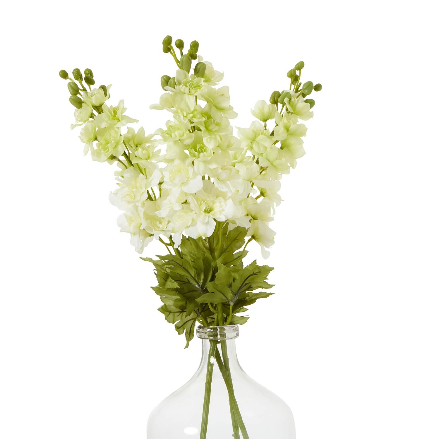 White Elatum Delphinium artificial stem, lifelike cottage garden floral decor with delicate white florets, 30.7 inches tall by Sostter at brixbailey.com