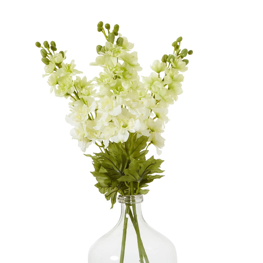 White Elatum Delphinium artificial stem, lifelike cottage garden floral decor with delicate white florets, 30.7 inches tall by Sostter at brixbailey.com