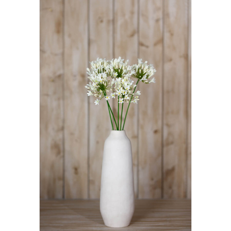 Cream agapanthus faux floral spray with lifelike green stem, 75cm tall, elegant home decor by Sostter at brixbailey.com