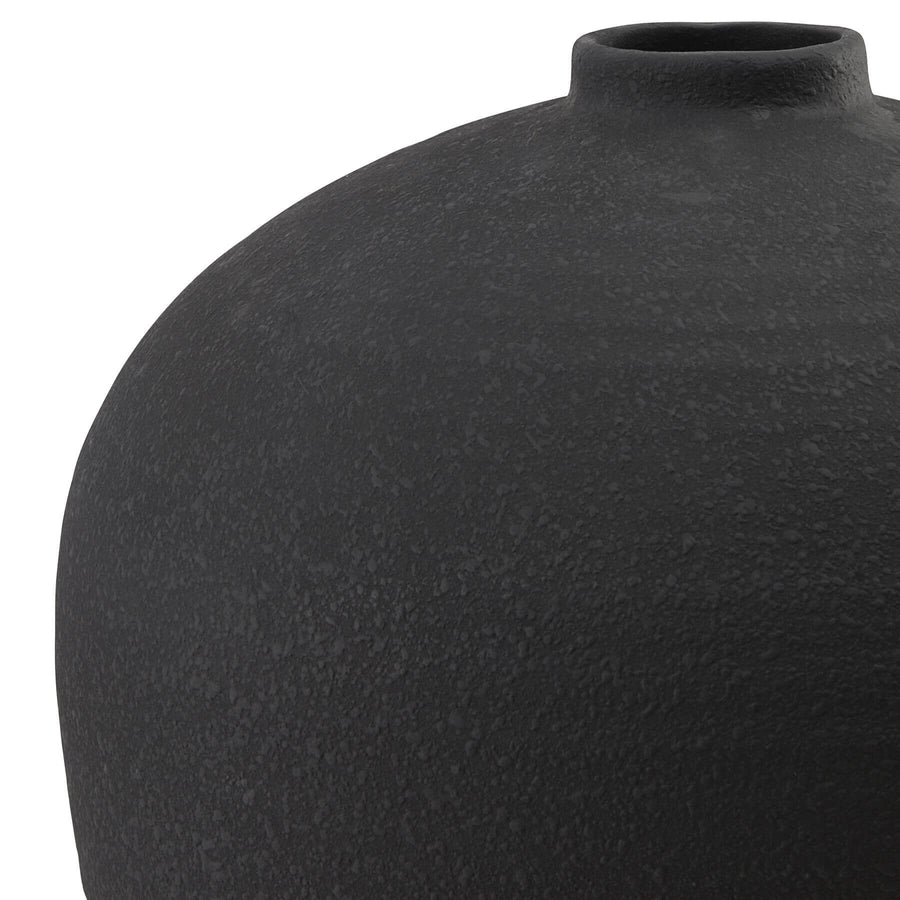 Minimalist matt black ceramic floor vase, 57cm tall, with slim neck for effortless styling, pairs with pampas grass or artichoke decorby Sostter at brixbailey.com