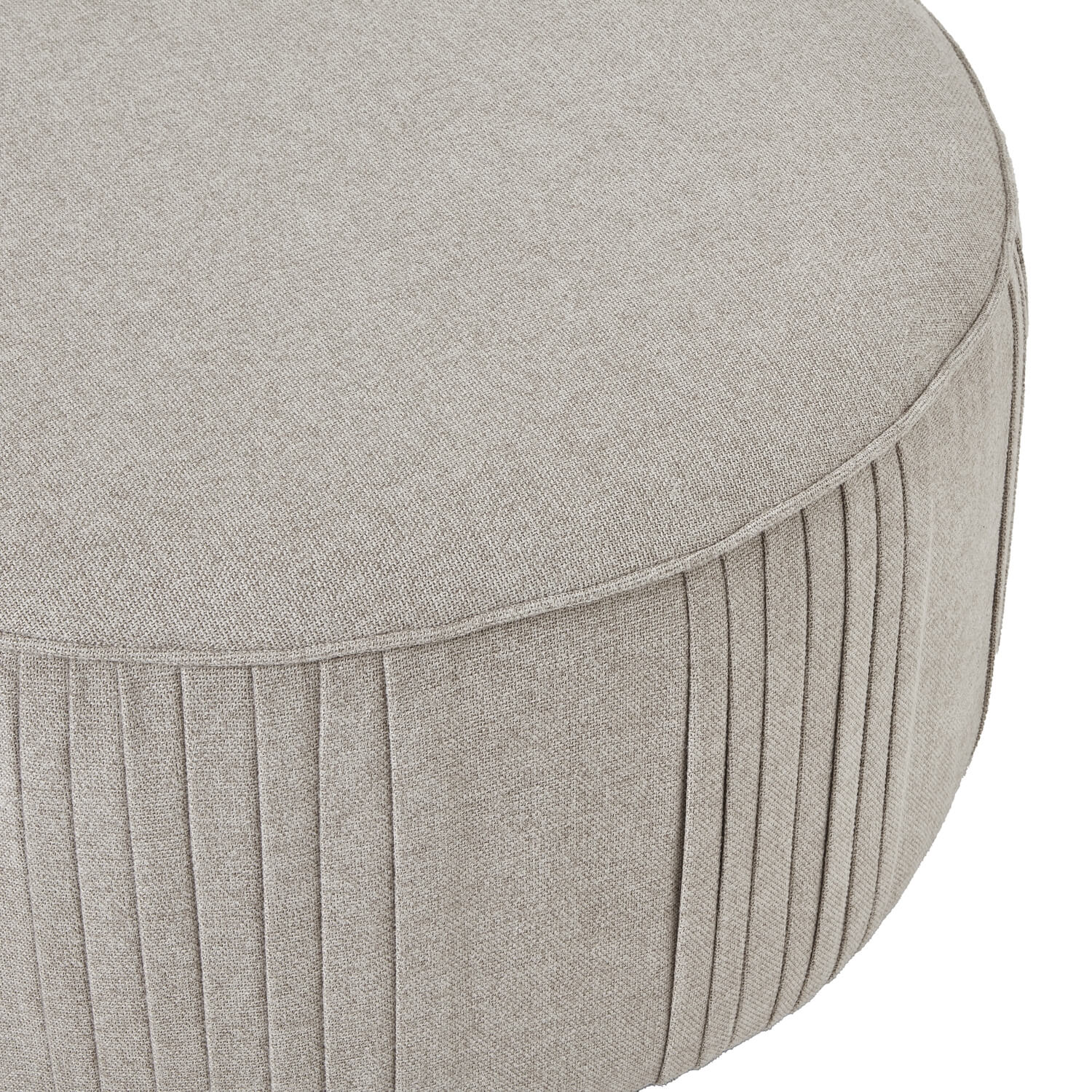 Lily swivel ottoman in oatmeal twill fabric, wooden base, 82cm square, neutral home decor piece with 360-degree rotation by Sostter at brixbailey.com