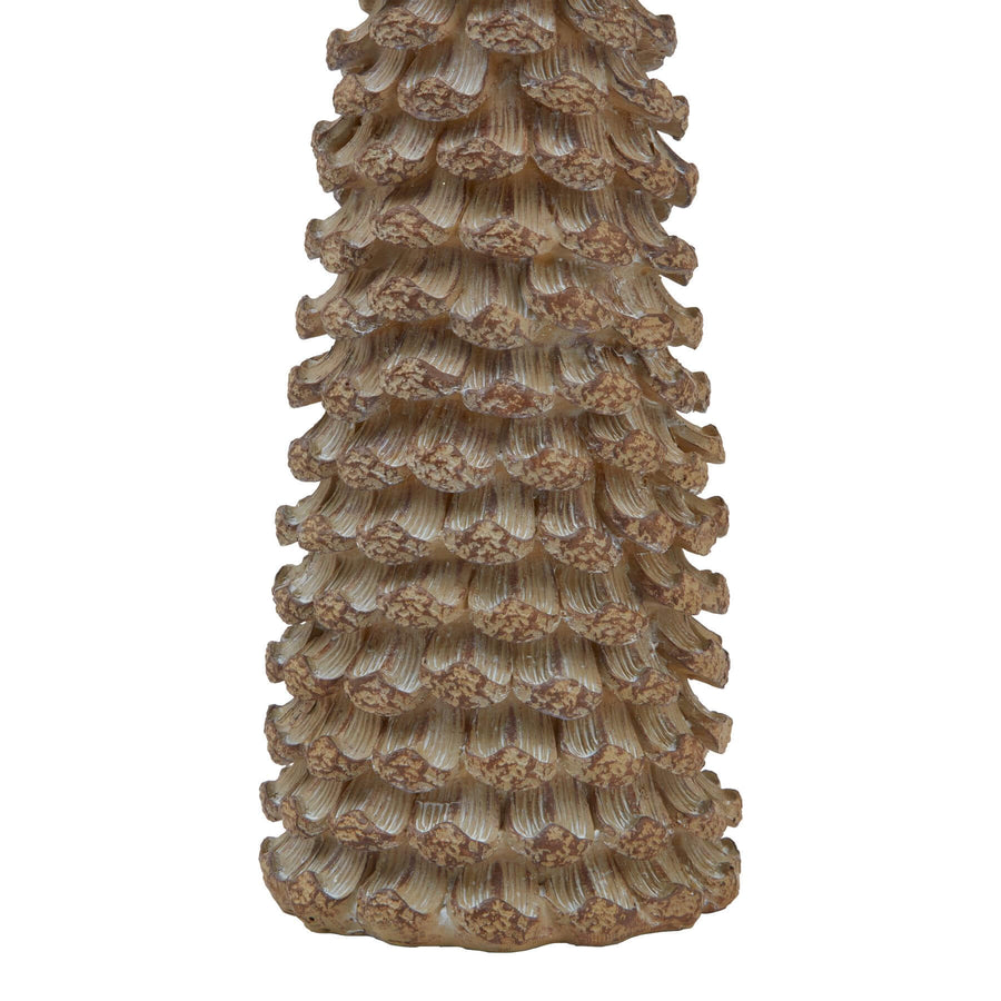 Handcrafted 38-inch cedar tree sculpture with beige finish, lifelike textures, and delicate star accent, made of durable resin. by Sostter at brixbailey.com
