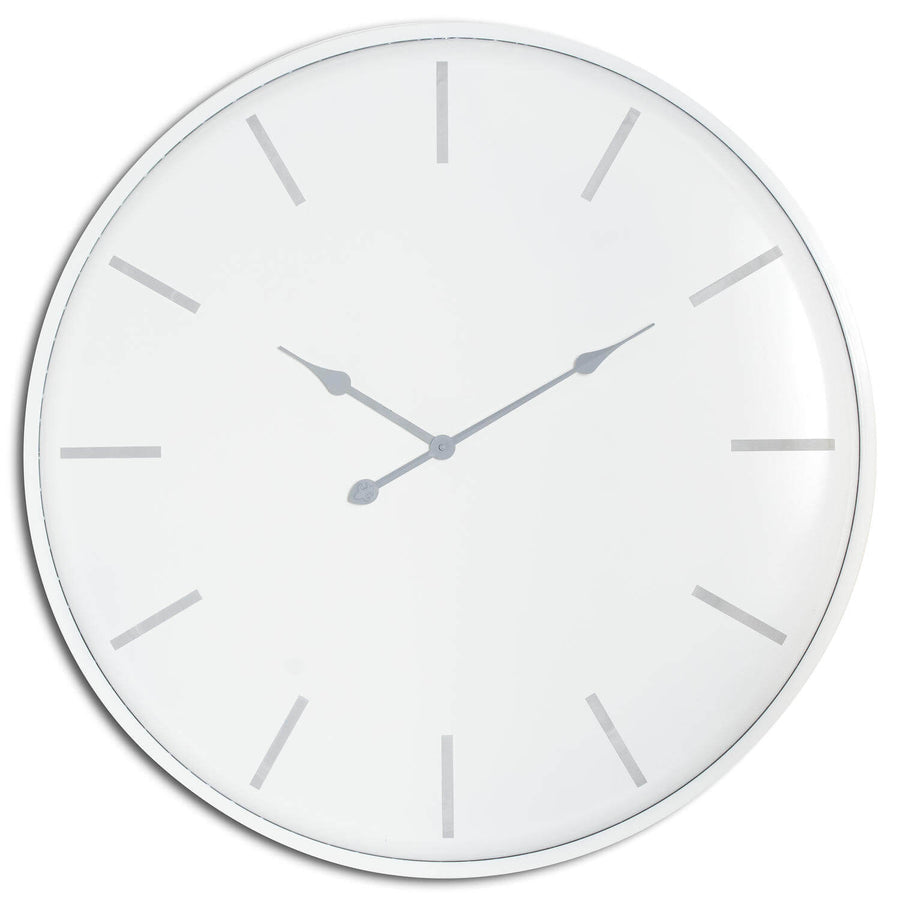 Large white metal wall clock, 80cm diameter, minimalist modern design for living room or office decor  by Sostter at brixbailey.com