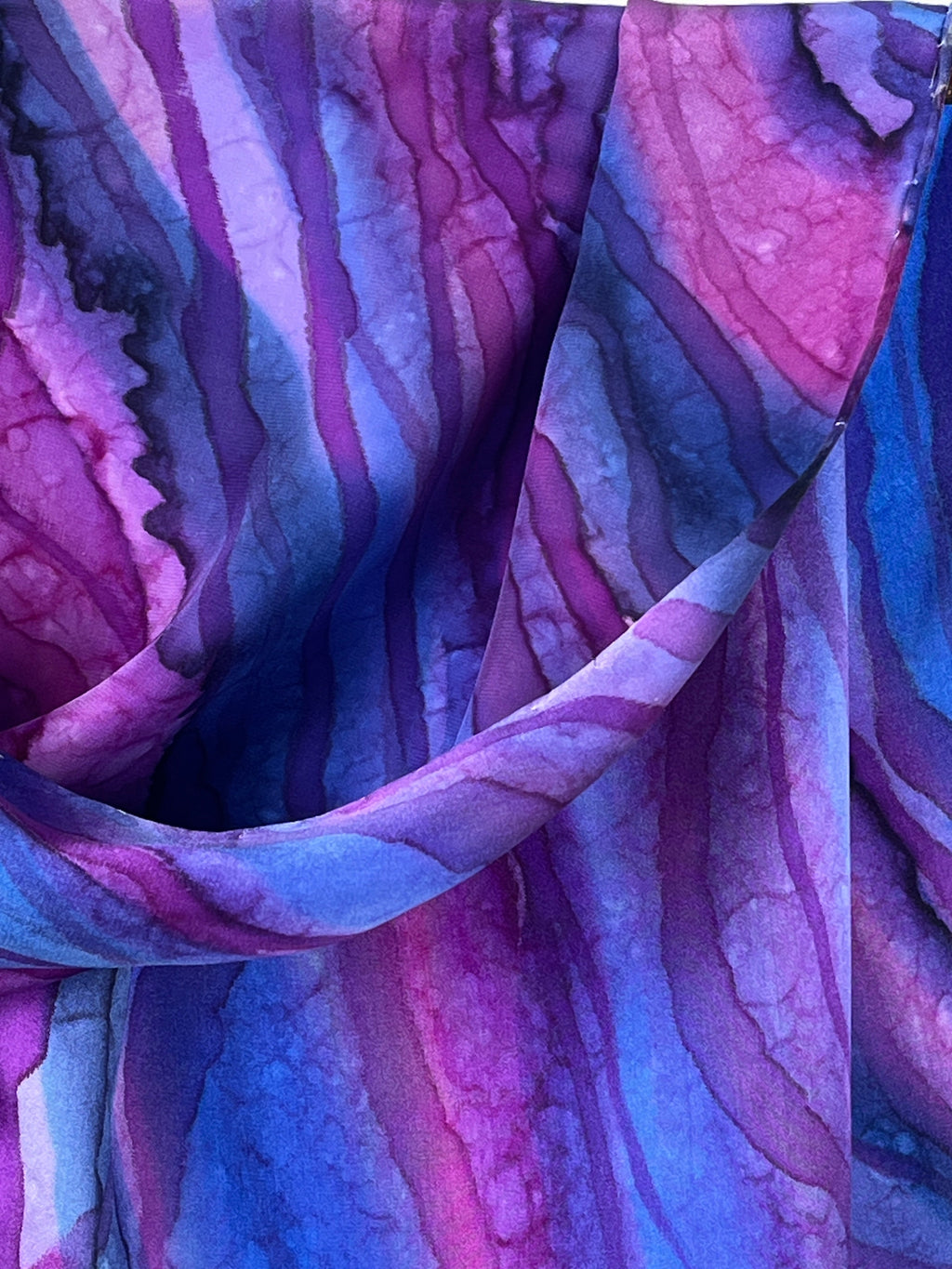 “Flow Abstract in Purple" - Hand-dyed Silk Scarf - $110
