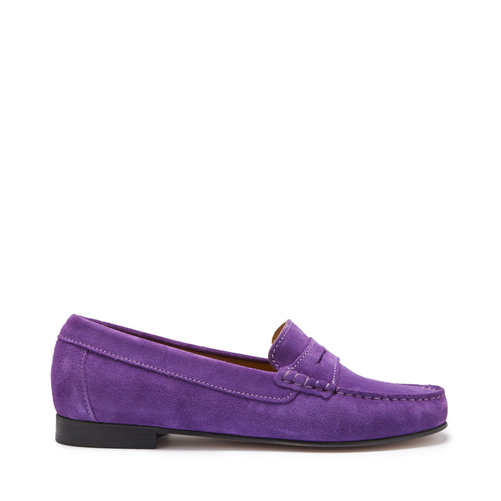 Women's Purple Suede Penny Loafers with Leather Sole
