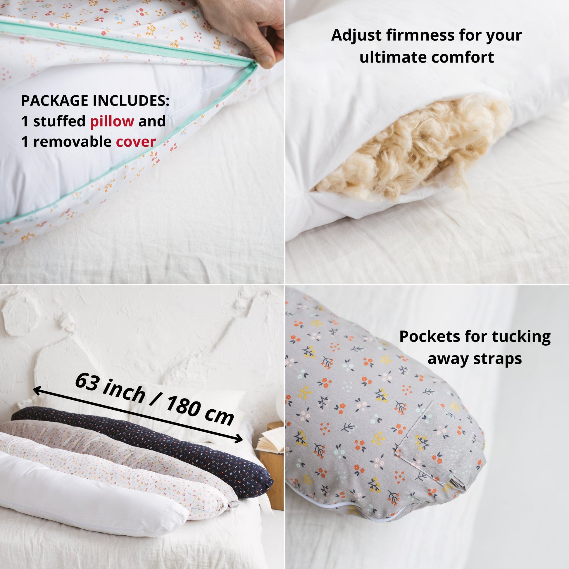 C Shape Nursing and Maternity Pillow in Organic Milk White