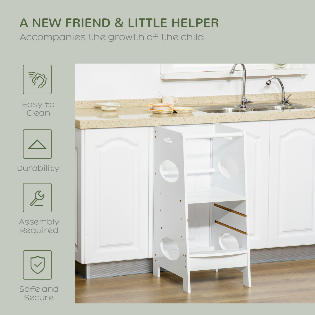 Adjustable Kids Kitchen Step Stool for Toddlers