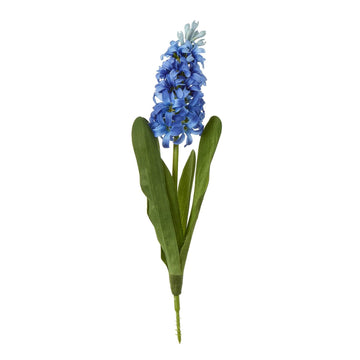 Lifelike blue hyacinth artificial stem with vibrant petals, 17 inches tall, perfect for floral arrangements. by Sostter at brixbailey.com