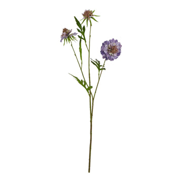 Lifelike purple scabious artificial flower stem with delicate petals, rich purple hues, and realistic texture, 65 cm tall. by Sostter at brixbailey.com