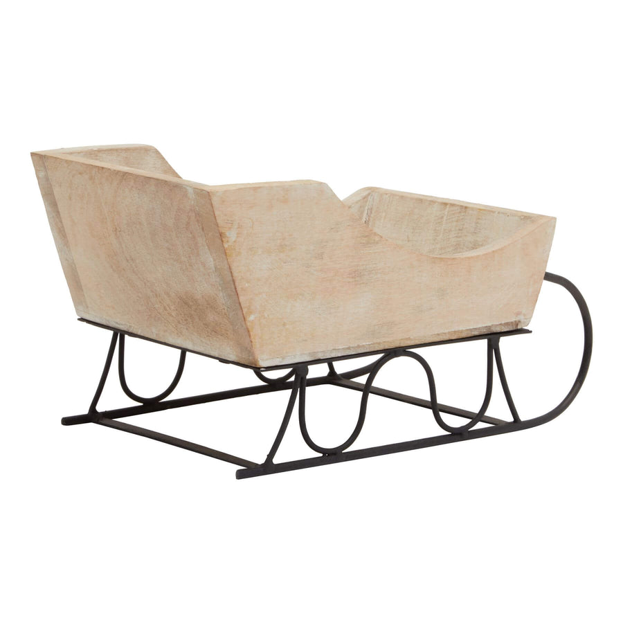 Handcrafted white-wash wooden decorative sleigh with distressed details, perfect for farmhouse or holiday decor by Sostter at brixbailey.com
