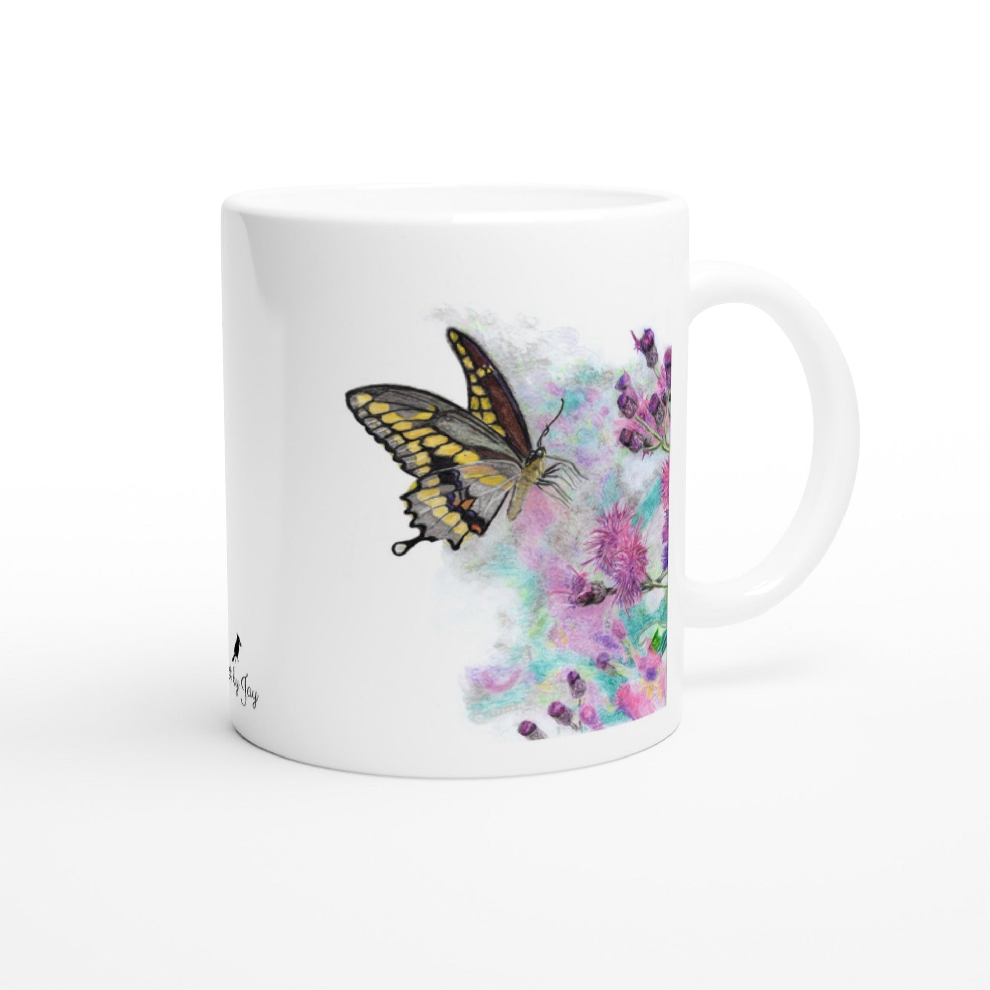 Yellow Butterfly Mug – 11oz Ceramic Wildlife Coffee Cup