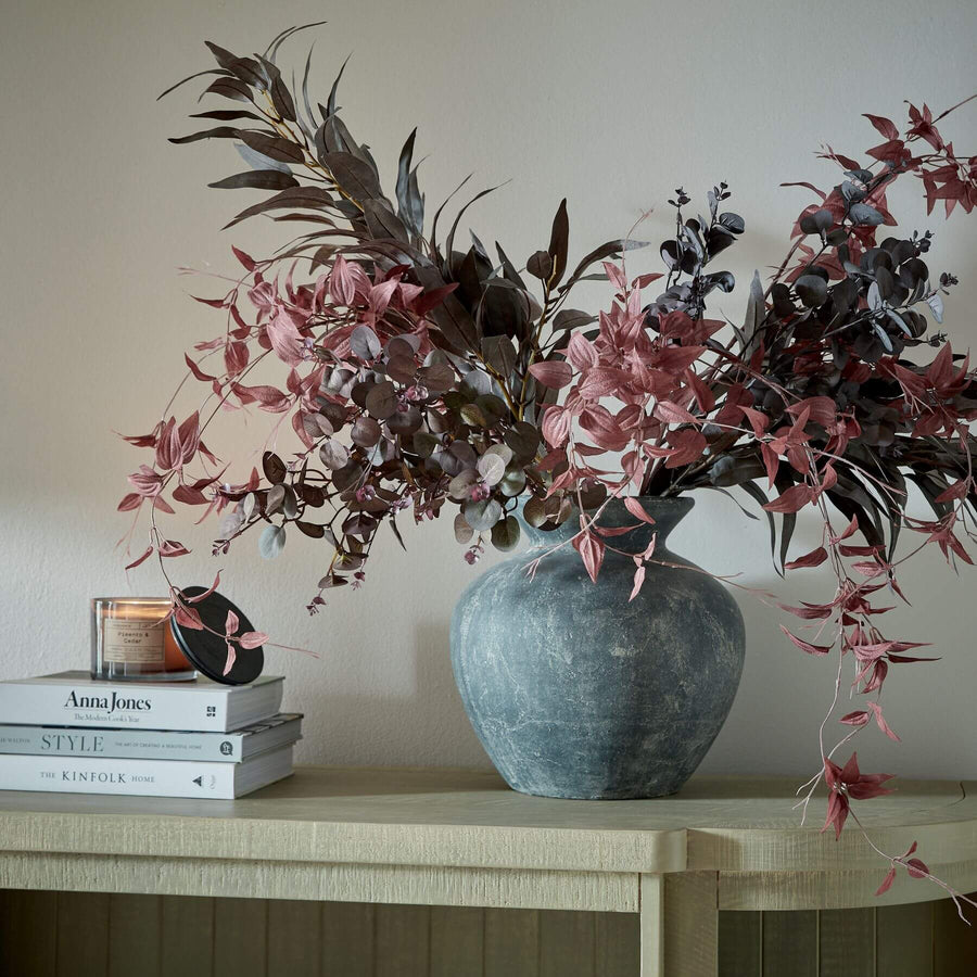 Matte grey ceramic vase, modern minimalist design, 31cm wide, perfect for floral arrangements or standalone decor. by Hill Interiors at brixbailey.com