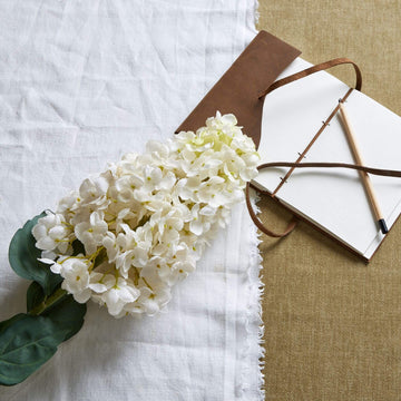 Off-white spear hydrangea faux bloom in plastic, 88cm tall, from Recipe Collection, ideal for layered floral arrangements.by Sostter at brixbailey.com