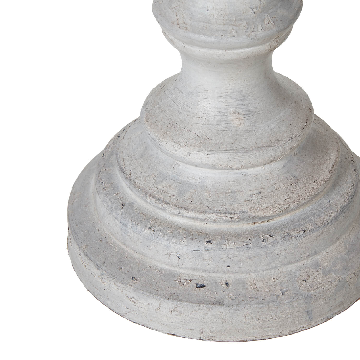 Lentia Urn table lamp with weathered white wood base and grey linen shade, 45cm tall by Sostter at brixbailey.com