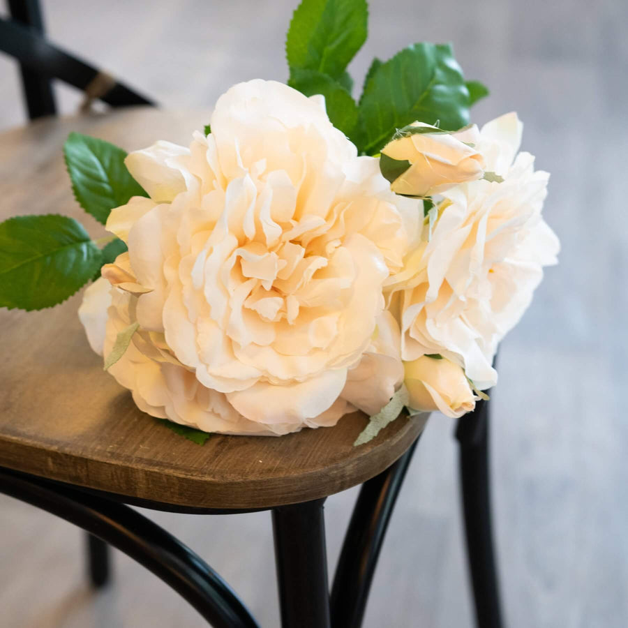Peachy cream artificial rose bouquet with natural twine, rustic home decor centerpiece, 35cm tall by Sostter at brixbailey.com