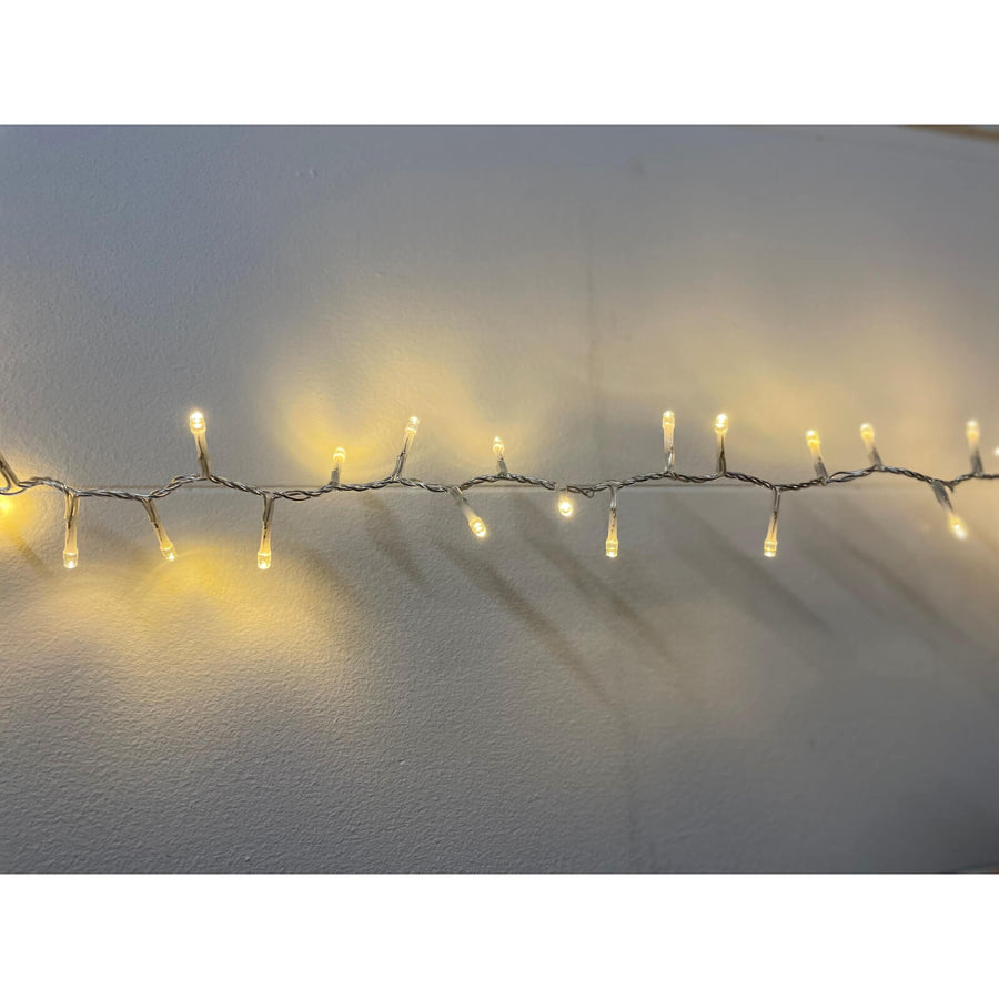 13.6-meter warm white LED light strand with silver wiring for winter decor and home ambiance by Sostter at brixbailey.com