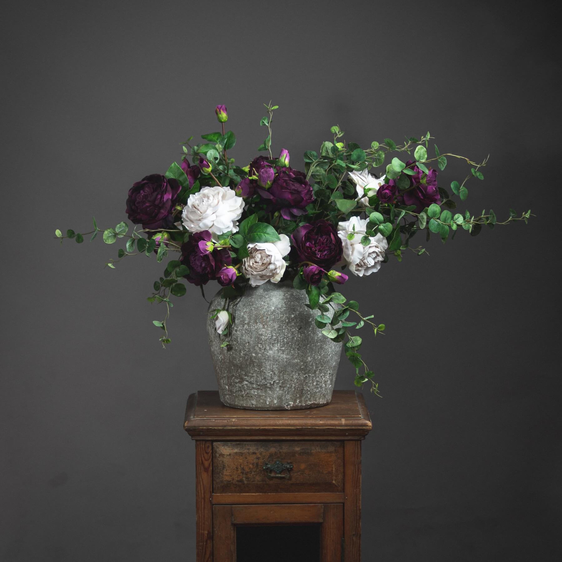 Aged stone ceramic vase, 30cm tall, natural texture, neutral color for modern or traditional home decor by Sostter at brixbailey.com