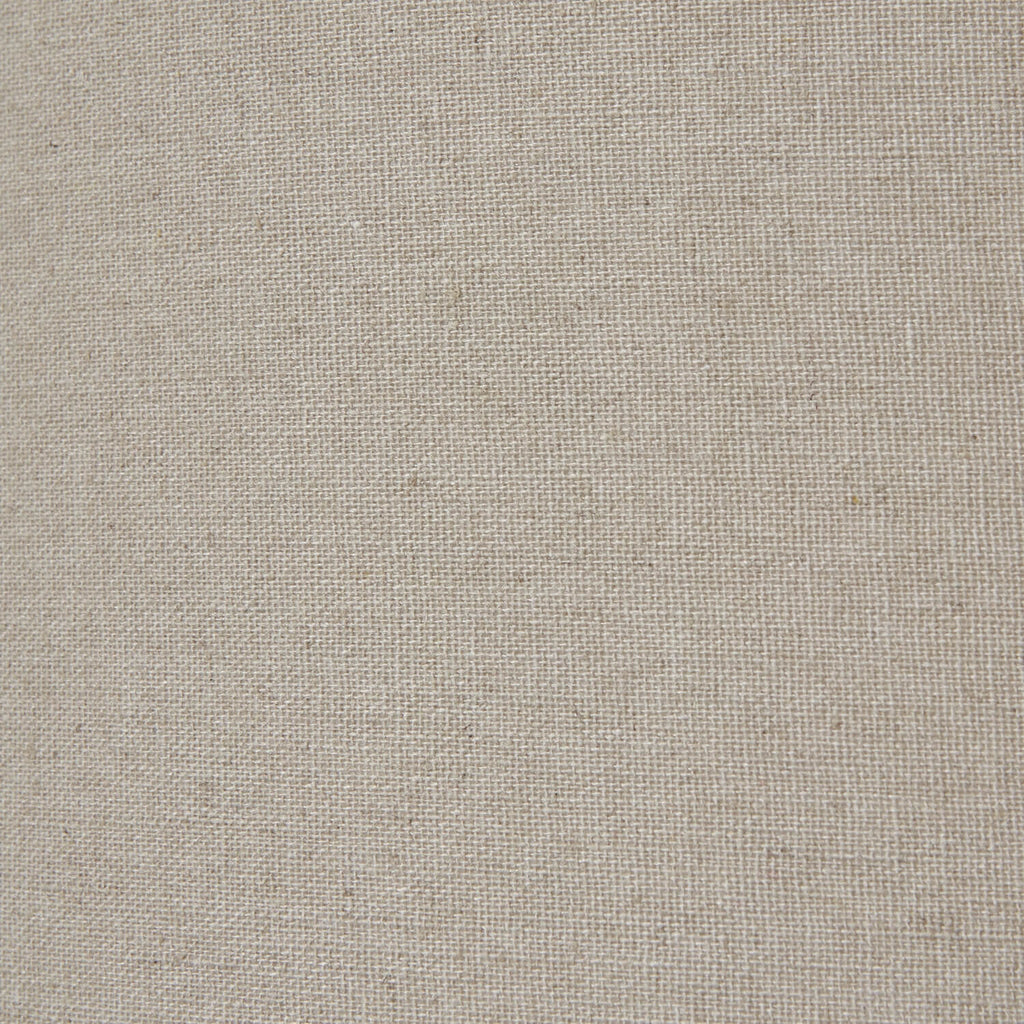 Squat white ceramic lamp with hand-beaded detail and linen shade, perfect for coastal or boho home decor. by Sostter at brixbailey.com