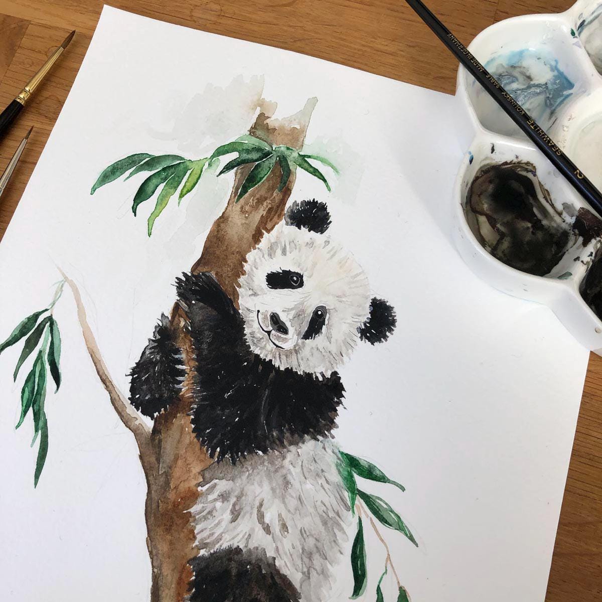 Panda Bear - Personalised watercolour print