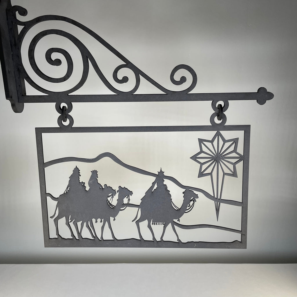 Hanging Novelty Nativity Scene Sign - Handmade Ornament by Curious Rabbit ®