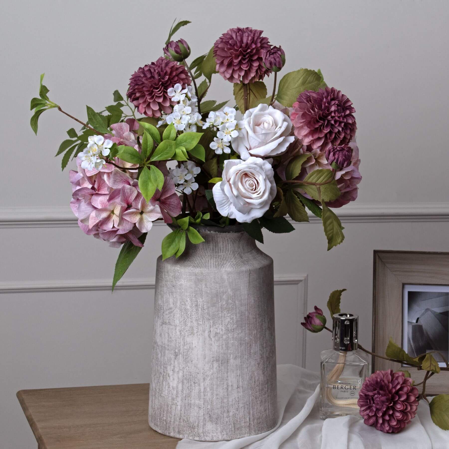 Vintage pink artificial hydrangea with lifelike petals, shabby chic style, perfect for floral arrangements. by Sostter at brixbailey.com