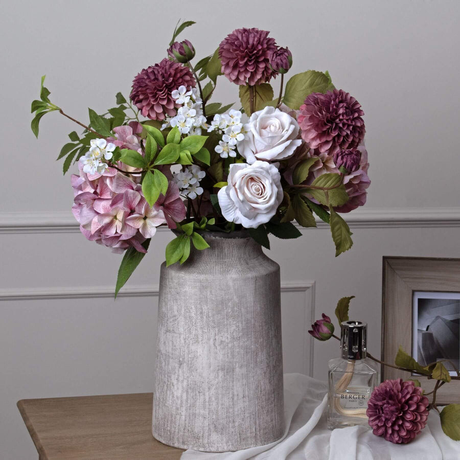Shabby chic artificial hydrangea in soft vintage pink with lifelike petals, perfect for romantic floral arrangements. by Sostter at brixbailey.com