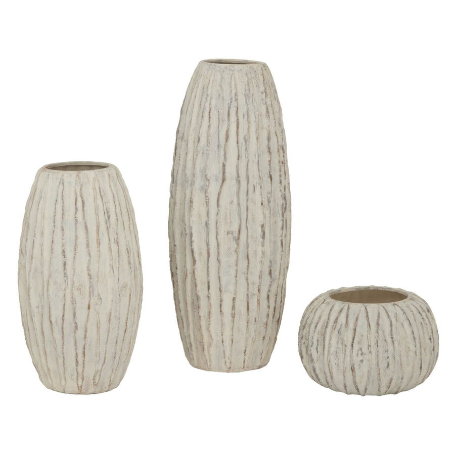 Lorenzo Tall Fin vase in crisp white ceramic, sculptural contemporary home decor with angled fins and textured surface. by Sostter at brixbailey.com