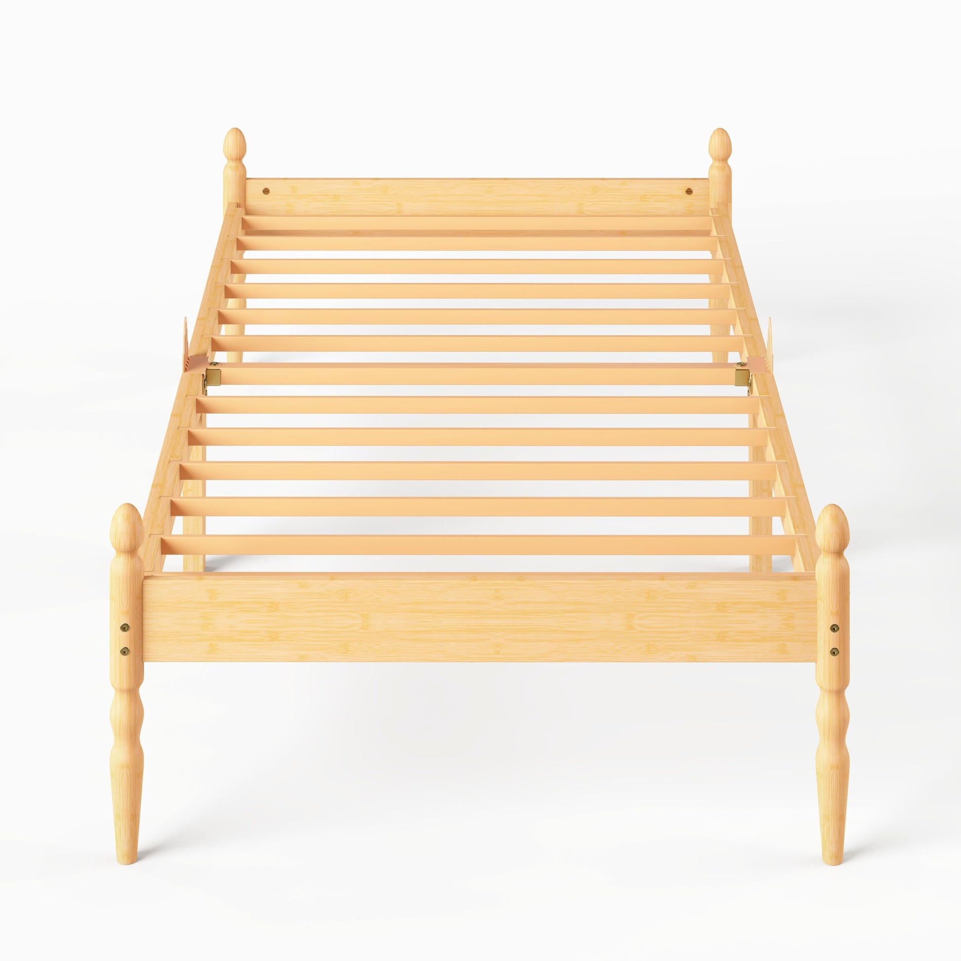 Wooden Single Bed Frame with Metal Slat Support and Under-Bed Storage