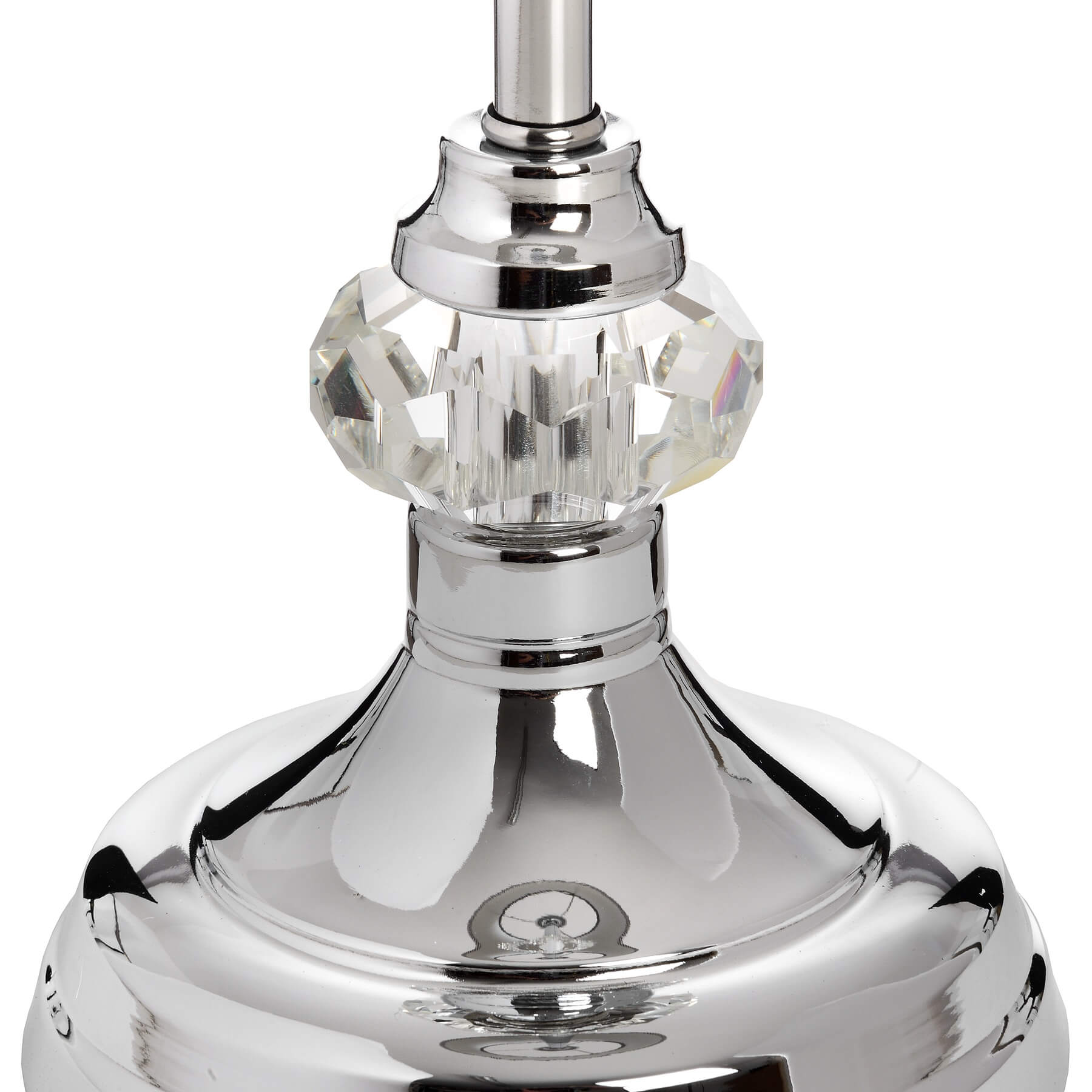 Silver designer table lamp with chrome base, glass accents, and herringbone fabric shade for warm ambient lighting by Sostter at brixbailey.com