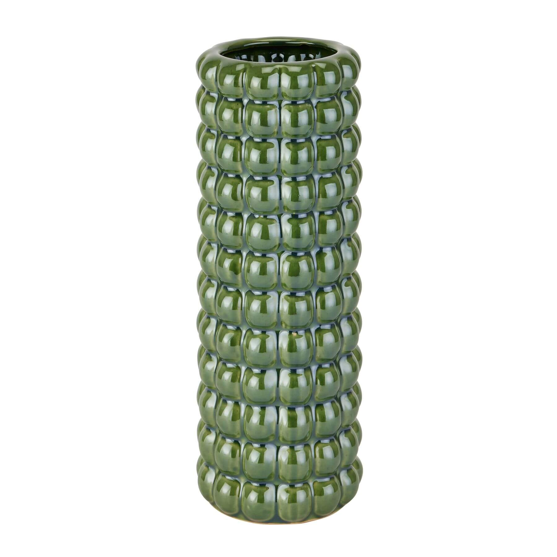 Handcrafted olive bubble vase with textured ceramic glaze, organic sculptural centerpiece for floral arrangements. by RoomLondon at brixbailey.com