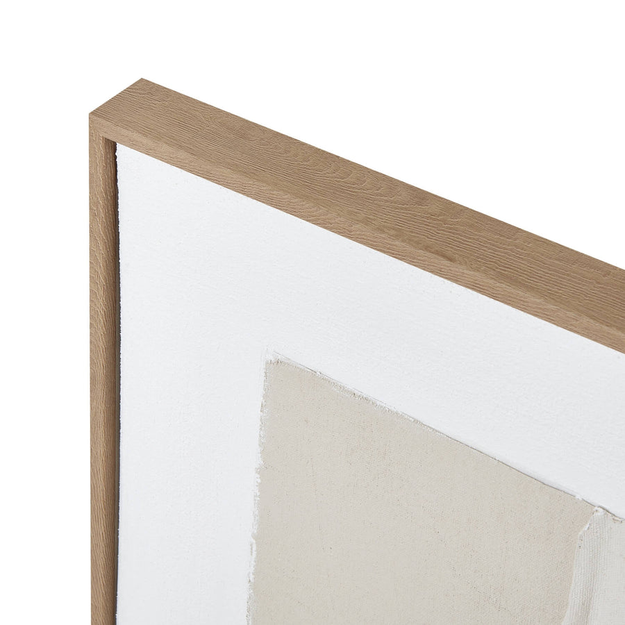 Abstract geometric canvas art in cream and grey tones with champagne wood frame, modern minimalist wall decor by Sostter at brixbailey.com