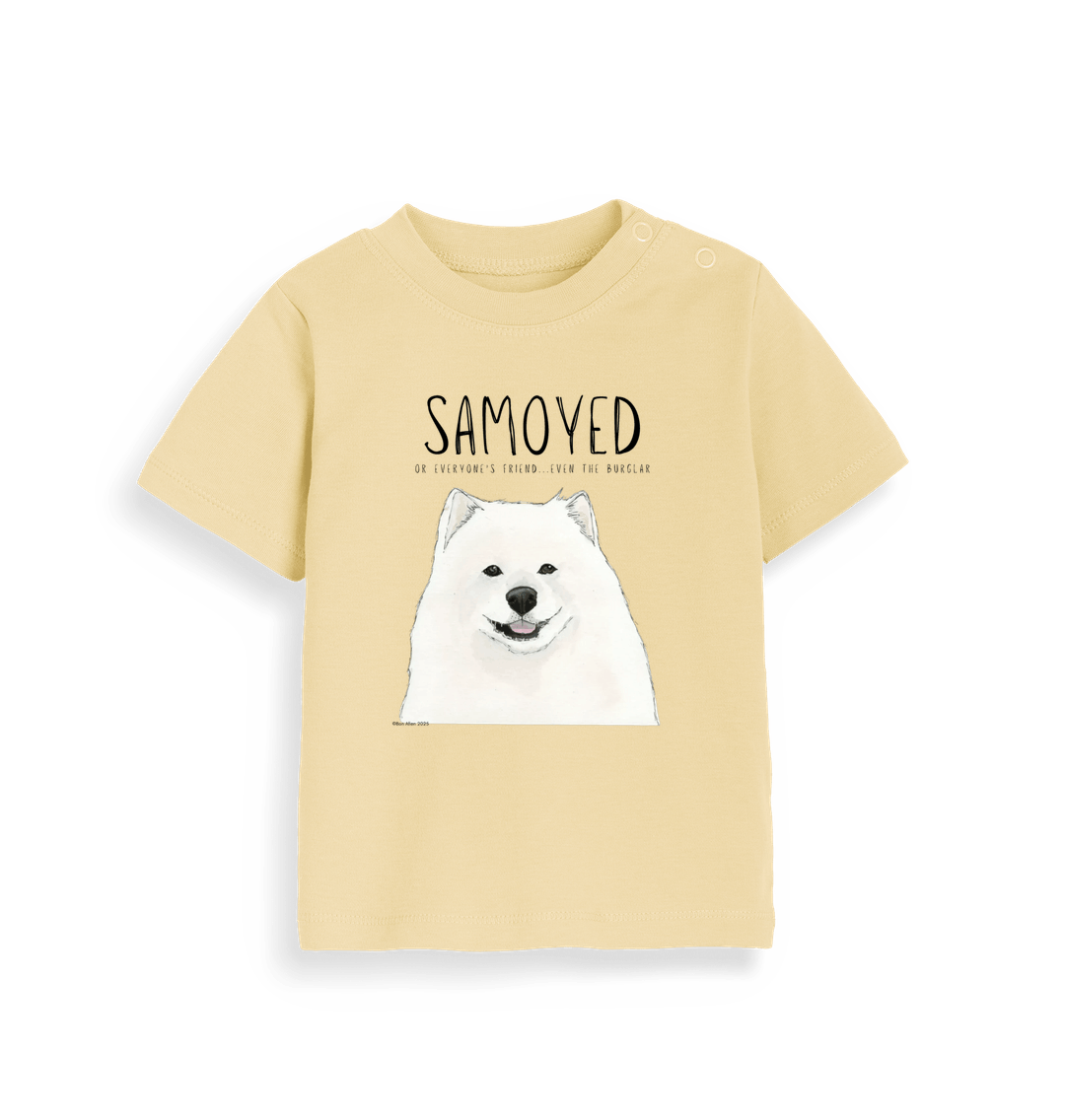 Samoyed Baby T-Shirt: Everyone’s Friend, Even the Burglar