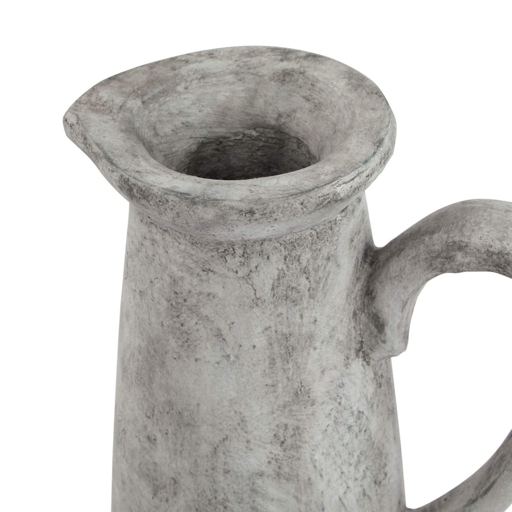 White ceramic Athena pitcher with sculptural silhouette, perfect for floral arrangements or as a water pitcher. by Sostter at brixbailey.com