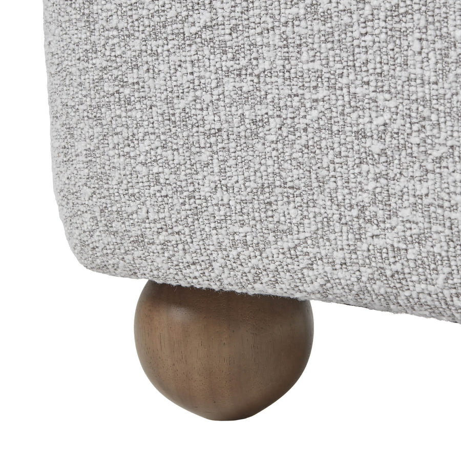 Greige Hui large armchair with plush upholstery and wood frame in neutral tone for modern living rooms by Sostter at brixbailey.com