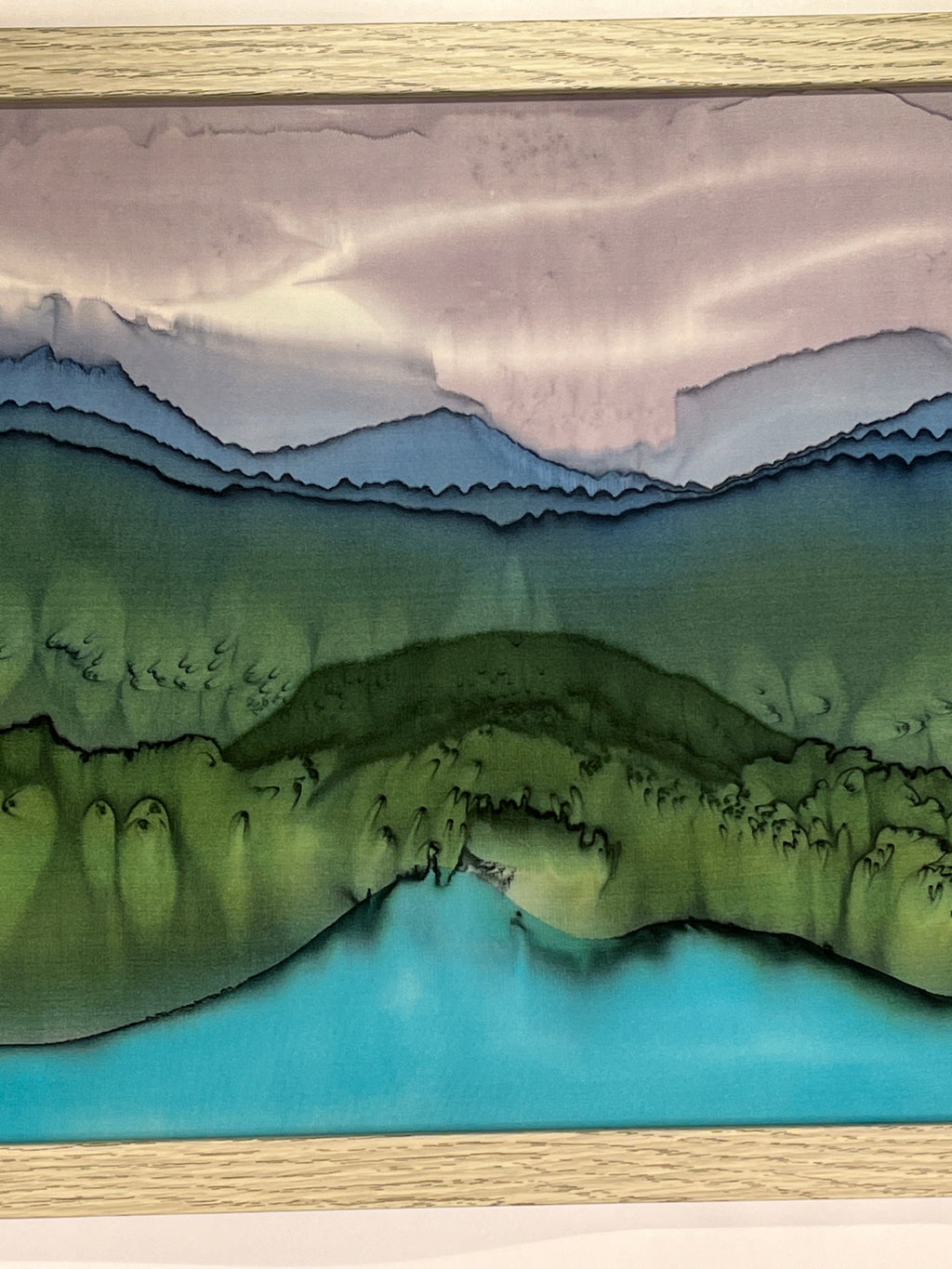 "Stormy Day at the Lake” - Hand-dyed Silk Wall Hanging  - $265