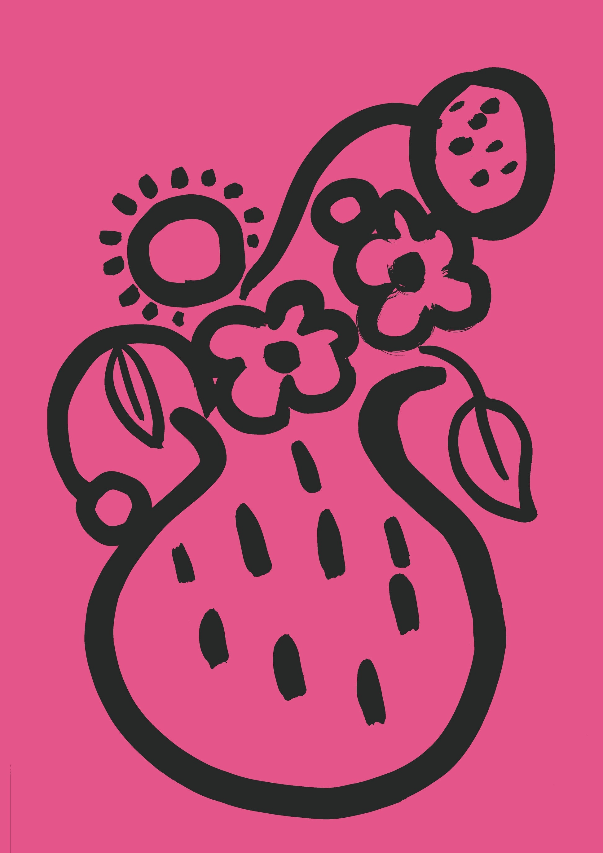 Vase print -  Fuchsia  + Black