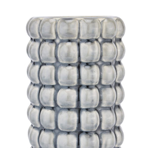 Handcrafted grey ceramic bubble texture vase from Seville Collection, 32cm tall, modern home decor centerpiece by sostter at brixbailey.com