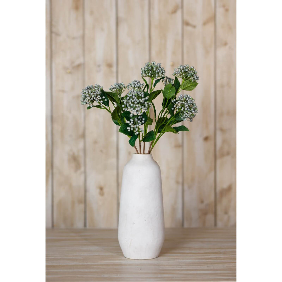 Lifelike blue hydrangea spray with lush clusters, 55cm high, made of high-quality plastic for year-round elegance. by Sostter at brixbailey.com