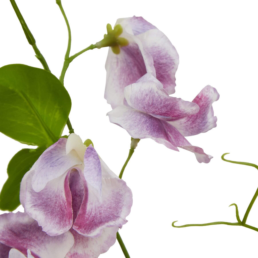 Lifelike artificial purple sweetpea stem, 24 inches, with detailed petals and natural shading for floral arrangements by Sostter at brixbailey.com