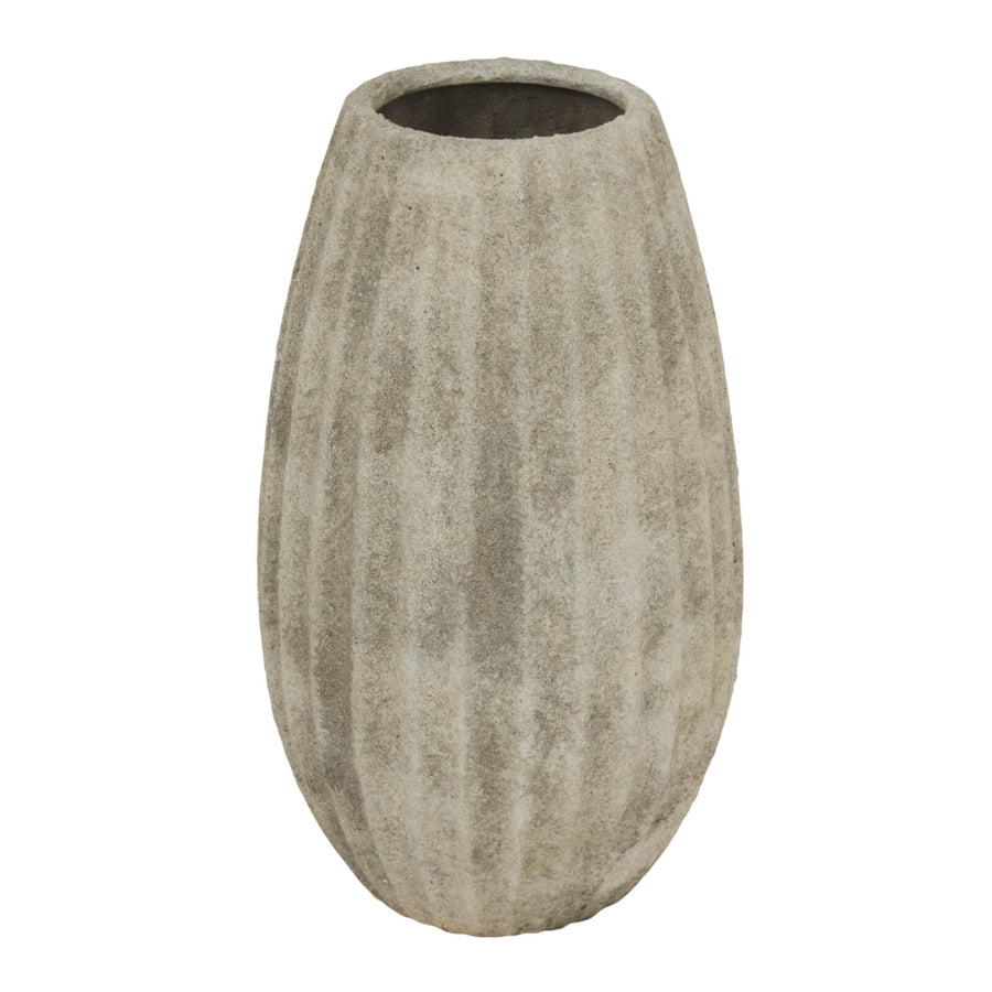 Handcrafted light grey ceramic vase with Mediterranean-inspired design, smooth matte finish, 31 cm tall. by Sostter at brixbailey.com