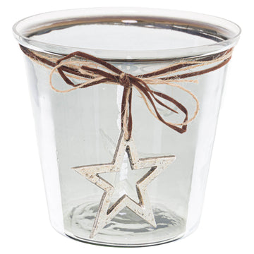 Handcrafted smoked midnight hammered star candle holder with artisan texture, warm diffused glow, and five-point star shape. by Sostter at brixbailey.com