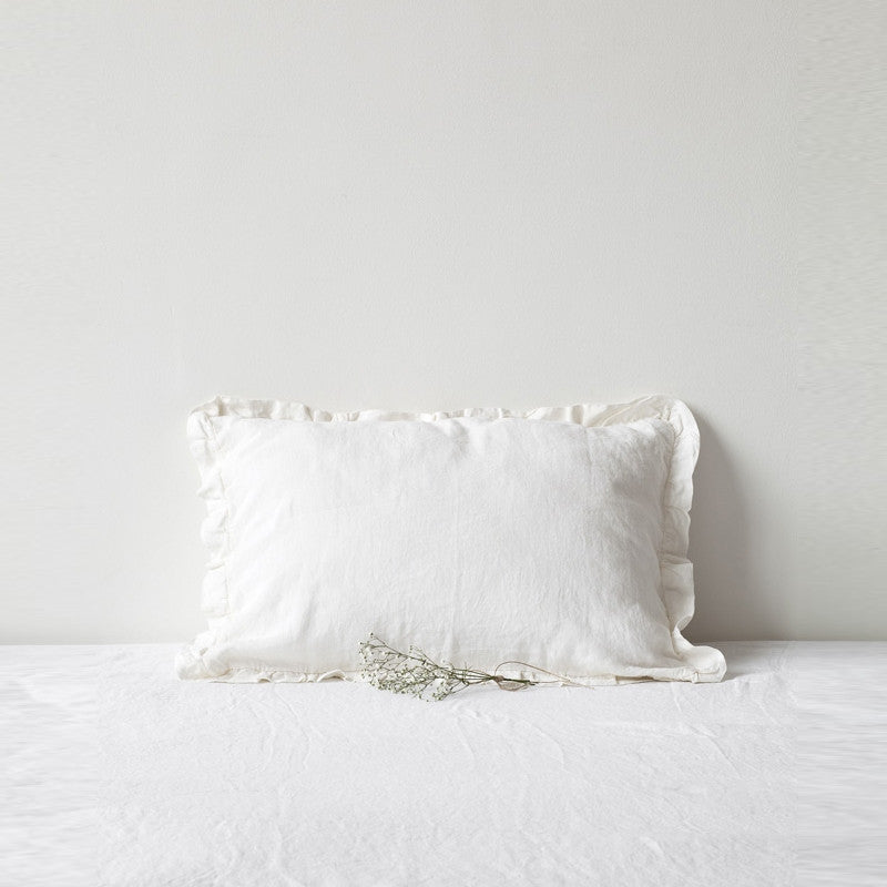 Romantic Frill Linen Pillowcase – Breathable & Handmade by Linen Tales at www.brixbailey.com